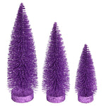 Vickerman LS190786 7"-9"-11" Lavender Glitter Oval Pine Artificial Christmas Tree Set Of 3