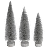 Vickerman LS191207 12"-14"-16" Silver Glitter Oval Pine Artificial Christmas Tree Set Of 3