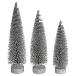 Vickerman LS191207 12"-14"-16" Silver Glitter Oval Pine Artificial Christmas Tree Set Of 3