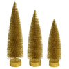 Vickerman LS191208 12"-14"-16" Gold Glitter Oval Pine Artificial Christmas Tree Set Of 3