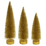 Vickerman LS191208 12"-14"-16" Gold Glitter Oval Pine Artificial Christmas Tree Set Of 3
