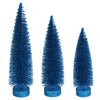 Vickerman LS191212 12"-14"-16" Turquoise Glitter Oval Pine Artificial Christmas Tree Set Of 3