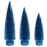Vickerman LS191212 12"-14"-16" Turquoise Glitter Oval Pine Artificial Christmas Tree Set Of 3