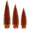 Vickerman LS191218 12"-14"-16" Burnished Orange Glitter Oval Pine Artificial Christmas Tree Set Of 3
