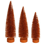 Vickerman LS191218 12"-14"-16" Burnished Orange Glitter Oval Pine Artificial Christmas Tree Set Of 3