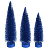 Vickerman LS191231 12"-14"-16" Midnight Blue Glitter Oval Pine Artificial Christmas Tree Set Of 3
