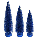 Vickerman LS191231 12"-14"-16" Midnight Blue Glitter Oval Pine Artificial Christmas Tree Set Of 3