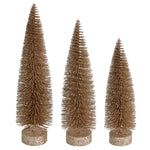 Vickerman LS191238 12"-14"-16" Champagne Glitter Oval Pine Artificial Christmas Tree Set Of 3