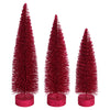Vickerman LS191263 12"-14"-16" Dusty Rose Glitter Oval Pine Artificial Christmas Tree Set Of 3