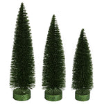 Vickerman LS191264 12"-14"-16" Moss Green Glitter Oval Pine Artificial Christmas Tree Set Of 3