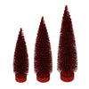 Vickerman LS191265 12"-14"-16" Burgundy Glitter Oval Pine Artificial Christmas Tree Set Of 3