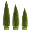 Vickerman LS191273 12"-14"-16" Lime Glitter Oval Pine Artificial Christmas Tree Set Of 3