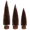 Vickerman LS191275 12"-14"-16" Chocolate Glitter Oval Pine Artificial Christmas Tree Set Of 3