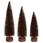 Vickerman LS191275 12"-14"-16" Chocolate Glitter Oval Pine Artificial Christmas Tree Set Of 3