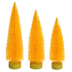 Vickerman LS191278 12"-14"-16" Yellow Glitter Oval Pine Artificial Christmas Tree Set Of 3