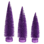 Vickerman LS191286 12"-14"-16" Lavender Glitter Oval Pine Artificial Christmas Tree Set Of 3