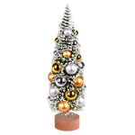 Vickerman LS203612 12" Vintage Tabletop Frosted Green Artificial Christmas Tree  Silver And Gold Ornament