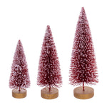 Vickerman LS220303 8"-10"-12" Red Sisal Bottle Brush Tree Set Set Of 3