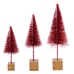 Vickerman LS221303 8"-10"-12" Red Sisal Bottle Brush Tree Set Set Of 3