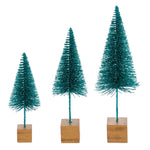 Vickerman LS221342 8"-10"-12" Teal Sisal Bottle Brush Tree Set Set Of 3