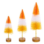 Vickerman LS221718 8"-10"-12" Orange White And Yellow Sisal Bottle Brush Tree Set Set Of 3