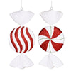 Vickerman M110922 18" Red-White-Green Flat Peppermint Candy Christmas Ornament 2 Per Bag
