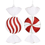 Vickerman M110922 18" Red-White-Green Flat Peppermint Candy Christmas Ornament 2 Per Bag