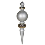 Vickerman M111807 62" Silver Finial Ornament With Shiny Matte And Glitter Finishes
