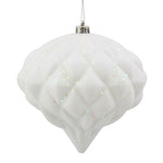 Vickerman M112211 5.7" White Matte/Glitter Diamond Onion Christmas Ornament