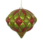 Vickerman M112274 5.7" Lime And Red Matte/Glitter Diamond Onion Christmas Ornament