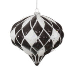 Vickerman M112277 5.7" Black And White Matte/Glitter Diamond Onion Christmas Ornament