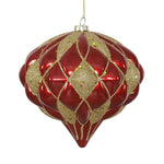 Vickerman M112286 5.7" Red And Gold Matte/Glitter Diamond Onion Christmas Ornament