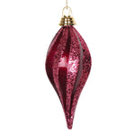 Vickerman M132570 8'' Dark Cerise Swirl Drop Ornament With Candy Finish And Glitter Accent Also Shatterproof