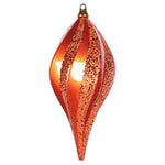 Vickerman M132518 8'' Orange Glitter Swirl Drop Christmas Ornament
