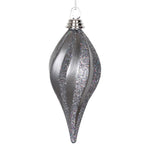 Vickerman M132587 8'' Pewter Glitter Swirl Drop Christmas Ornament