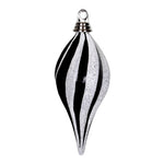 Vickerman M132577 8'' Black-White Glitter Swirl Drop Christmas Ornament