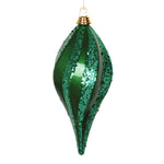 Vickerman M132604 12'' Green Glitter Swirl Drop Christmas Ornament