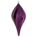 Vickerman M132626 12" Plum Candy Glitter Spiral Teardrop Christmas Ornament