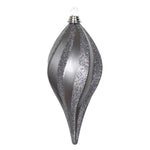 Vickerman M132687 12'' Pewter Glitter Swirl Drop Christmas Ornament