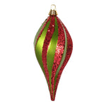 Vickerman M132674 12'' Lime And Red Glitter Swirl Drop Christmas Ornament