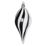 Vickerman M132677 12'' Black And White Glitter Swirl Drop Christmas Ornament