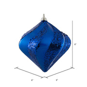 Vickerman M133202 6'' Blue Candy/Glitter Swirl Diamond Christmas Ornament