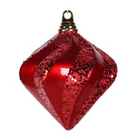 Vickerman M133203 6'' Red Candy/Glitter Swirl Diamond Christmas Ornament