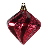 Vickerman M133265 6'' Burgundy Candy/Glitter Swirl Diamond Christmas Ornament
