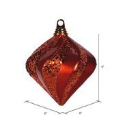 Vickerman M133218 6'' Orange Candy/Glitter Swirl Diamond Christmas Ornament
