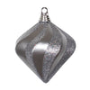 Vickerman M133287 6" Pewter Candy/Glitter Swirl Diamond Christmas Ornament
