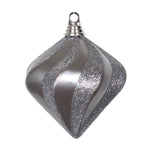 Vickerman M133287 6" Pewter Candy/Glitter Swirl Diamond Christmas Ornament