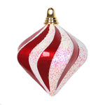 Vickerman M133273 6'' Red And White Candy/Glitter Swirl Diamond Christmas Ornament