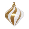 Vickerman M133275 6'' Gold And White Candy/Glitter Swirl Diamond Christmas Ornament