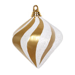 Vickerman M133275 6'' Gold And White Candy/Glitter Swirl Diamond Christmas Ornament